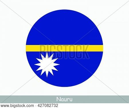 Nauru Round Circle Flag. Nauruan Circular Button Banner Icon. Eps Vector