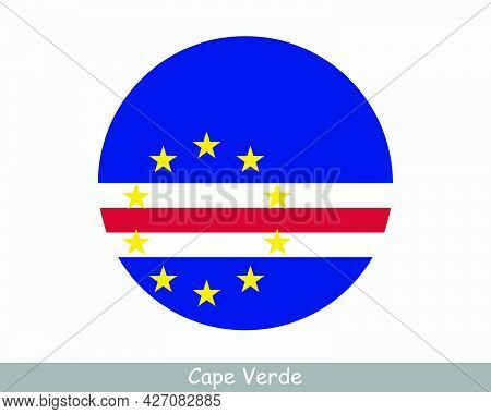 Cape Verde Round Circle Flag. Cabo Verde, Verdean Circular Button Banner Icon. Eps Vector