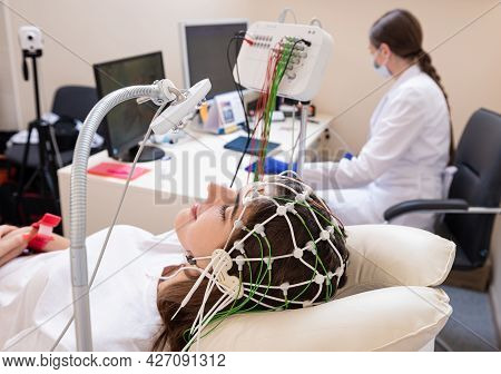Patient Brain Testing Using Encephalography At Medical Center