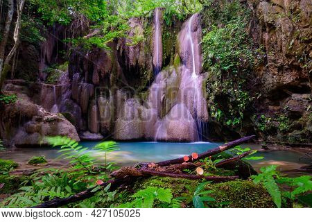 Wang Tong Waterfall Located In Buatong Waterfall And Chet Si Fountain National Park, Chiang Mai, Tha