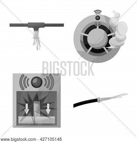 Isolated Object Of Firefighters And Fire Sign. Collection Of Firefighters And Service Vector Icon Fo