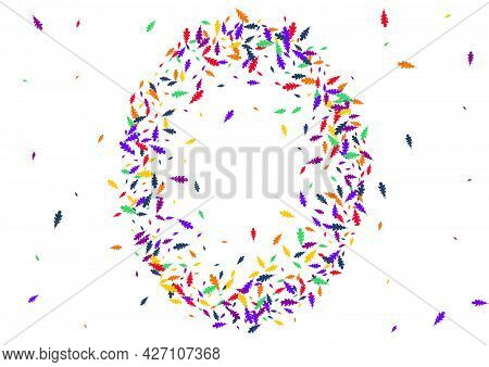 Red Foliage Vector White Background. Green Leaf Forest Card. Autumn Confetti Backdrop. Orange Foliag