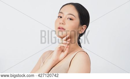 Young Asian Woman Beauty Face Make Up For Skincare Cosmetic