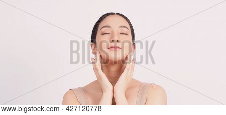 Young Asian Woman Beauty Face Make Up For Skincare Cosmetic