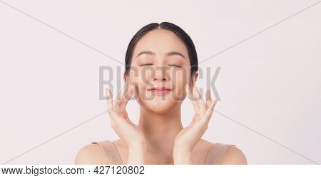 Young Asian Woman Beauty Face Make Up For Skincare Cosmetic