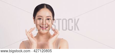 Young Asian Woman Beauty Face Make Up For Skincare Cosmetic