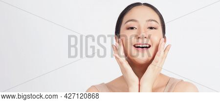 Young Asian Woman Beauty Face Make Up For Skincare Cosmetic