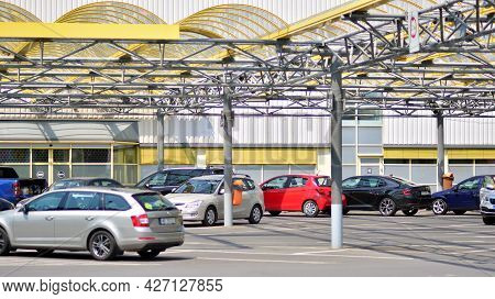 Warsaw, Poland. 17 July 2021. The Car Park Of Supermarket Selgros