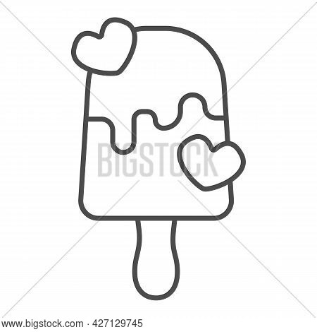 Milk Chocolate Ice Cream Thin Line Icon, Icecream Concept, Milky Choco Vector Sign On White Backgrou
