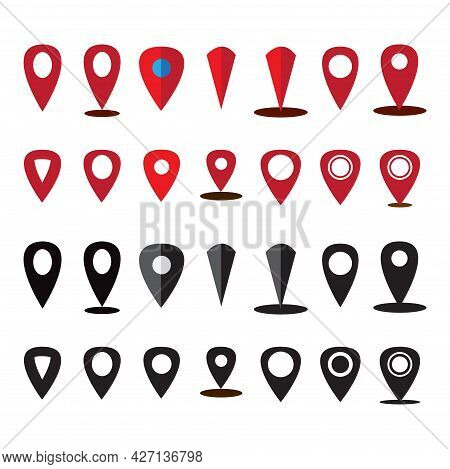 Location Vector Red And Black With Curved Lines. The Pattern Can Be Used For Design Creator, Icon, W