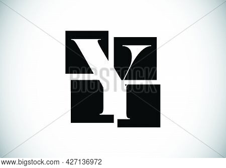 Initial Y Monogram Letter Alphabet Made Of Four Squares. Font Emblem. Broken, Puzzle Alphabet Sign. 