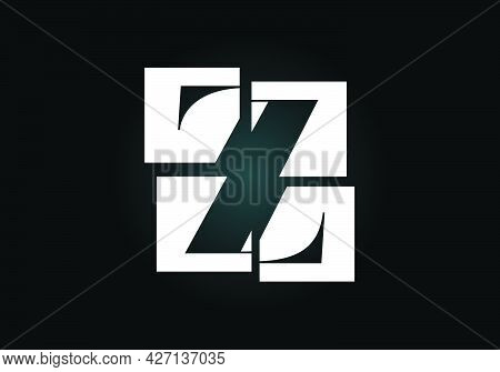 Initial Z Monogram Letter Alphabet Made Of Four Squares. Font Emblem. Broken, Puzzle Alphabet Sign. 