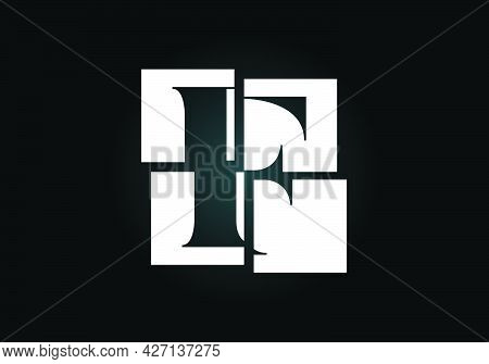 Initial F Monogram Letter Alphabet Made Of Four Squares. Font Emblem. Broken, Puzzle Alphabet Sign. 