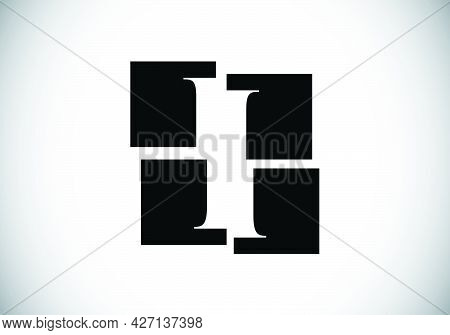 Initial I Monogram Letter Alphabet Made Of Four Squares. Font Emblem. Broken, Puzzle Alphabet Sign. 