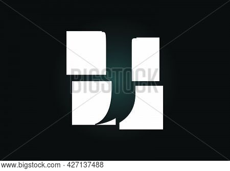 Initial J Monogram Letter Alphabet Made Of Four Squares. Font Emblem. Broken, Puzzle Alphabet Sign. 