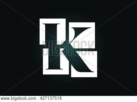 Initial K Monogram Letter Alphabet Made Of Four Squares. Font Emblem. Broken, Puzzle Alphabet Sign. 