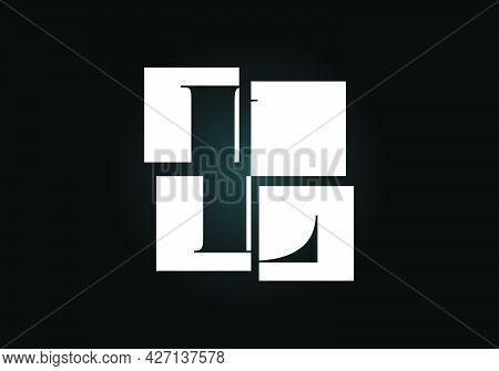 Initial L Monogram Letter Alphabet Made Of Four Squares. Font Emblem. Broken, Puzzle Alphabet Sign. 