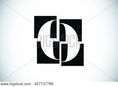 Initial O Monogram Letter Alphabet Made Of Four Squares. Font Emblem. Broken, Puzzle Alphabet Sign. 