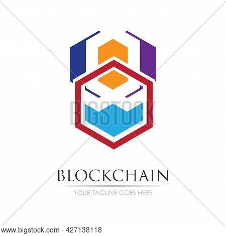 Block Chain Logo Technology Icon. Digital Vector Modern Symbol. Company Logo Design Inspiration.