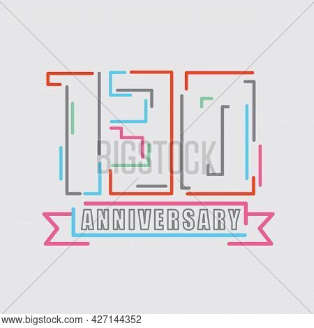 130th Years Anniversary Logo Birthday Celebration Abstract Design Vector Illustration. Eps 10