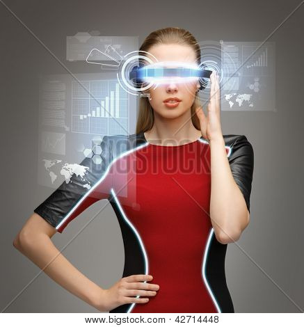 bild av vacker kvinna med futuristiska glasögon
