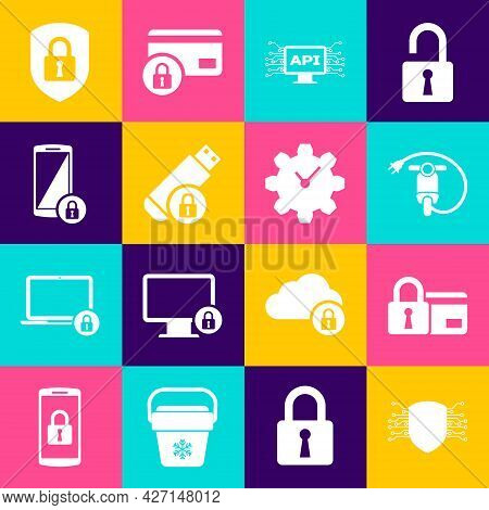 Set Cyber Security, Credit Card With Lock, Electric Scooter, Computer Api Interface, Usb Flash Drive