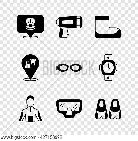 Set Scallop Sea Shell, Flashlight For Diver, Boots, Wetsuit Scuba Diving, Diving Mask, Flippers Swim