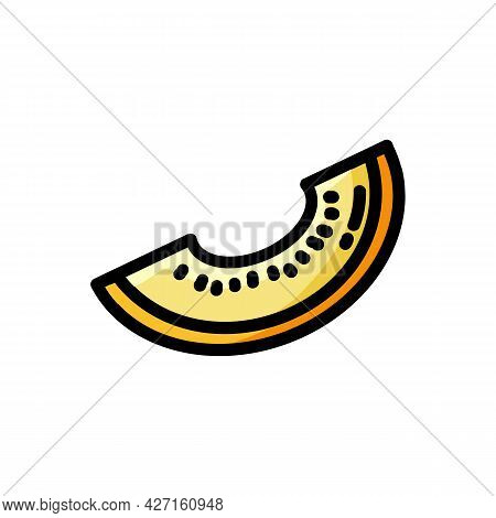 Cantaloupe Melon Outlined Icon. Vector Fruit Logo Isolated On White Background. Vegetarian Food Symb