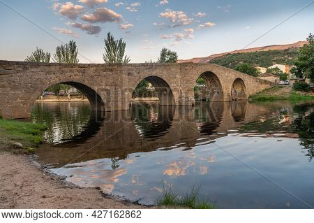 The So-called Old Bridge Or Romanesque Bridge Crosses The Alberche River As It Passes Through The Sp