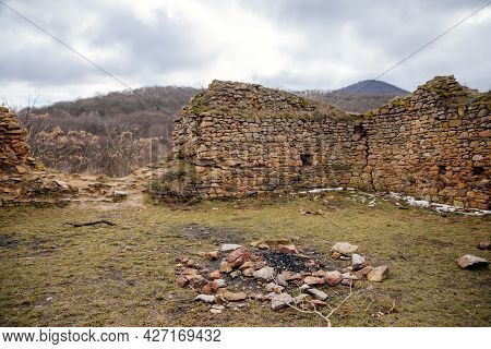 Velemin - Oparno, Czech Republic, 27 February 2021: Stone Gothic Ruins Of Old Medieval Castle Oparno