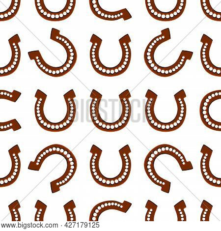 Illustration On Theme Irish Holiday St Patrick Day, Seamless Horseshoes