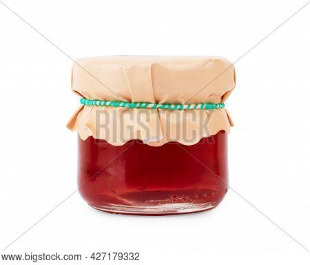 Front View Of Set Of Small Jam And Vegetable Jars In Different Colors Without Labels And Shiny Metal