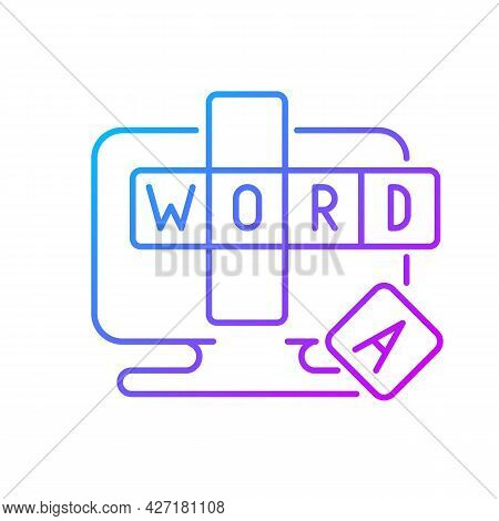 Online Word Games Gradient Linear Vector Icon. Special Type Of Board Activities. Intelectual Time Sp