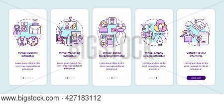 Top Virtual Internship Areas Onboarding Mobile App Page Screen. Business, Marketing Walkthrough 5 St