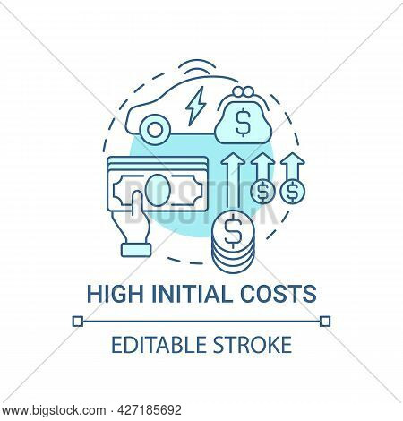 Ev High Initial Costs Concept Icon. Green Car Enterprise Abstract Idea Thin Line Illustration. Futur