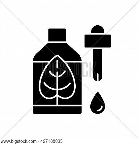 Natural Skincare Black Glyph Icon. Non-toxic, Green Cosmetic Products. Skin Soothing And Nourishing.