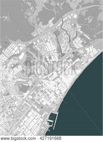Map Of The City Of Badalona, Spain