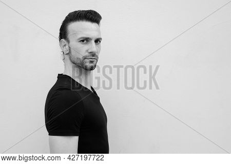 Black And White Portrait Of Handsome Italian Man