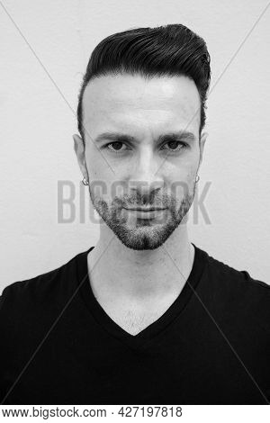 Black And White Portrait Of Handsome Italian Man