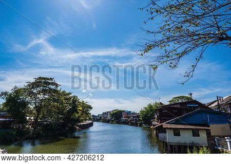 Landscape Of Chanthaburi River With The Building Of Chanthaboon Waterfront.chanthaboon Is The Ancien