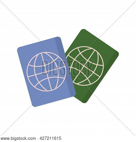 Passports, Summer Digital Trend Vector Illustrations, Modern Design, Logo, Icon, Globe, Light Blue, 