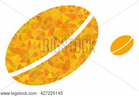 Triangle Wheet Seed Polygonal Symbol Illustration. Wheet Seed Lowpoly Icon Is Filled With Triangles.