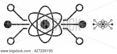 Triangle Quantum Circuit Polygonal Symbol Illustration. Quantum Circuit Lowpoly Icon Is Filled With 