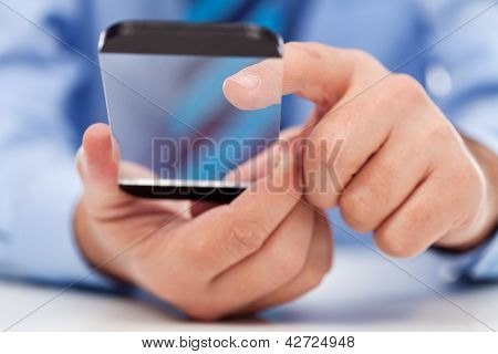 Touchscreen Gadget i affärsman händer