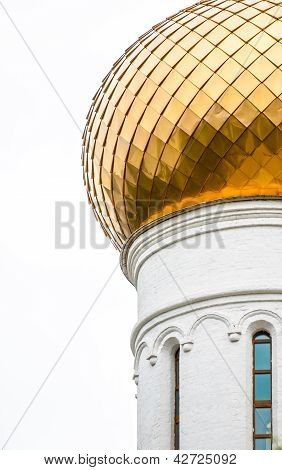 Golden onion dome of old russian church.