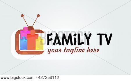Cute Family Media Channel Logo Template. Digital Tv Logotype Template. Media Company Logo Or Film Pr