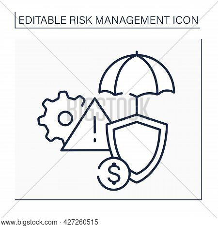 Risks Insurance Line Icon. Threat Or Peril That Insurance Company Has Agreed To Insure Against In Po