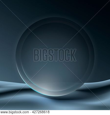 Aesthetic circle frame background in gray futuristic minimal style