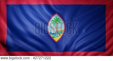3d Rendering Of A Guam Flag Waving