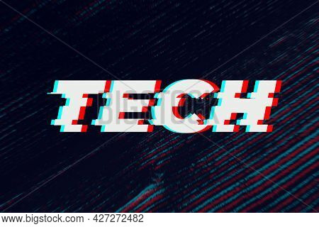 Tech glitch typography on black background